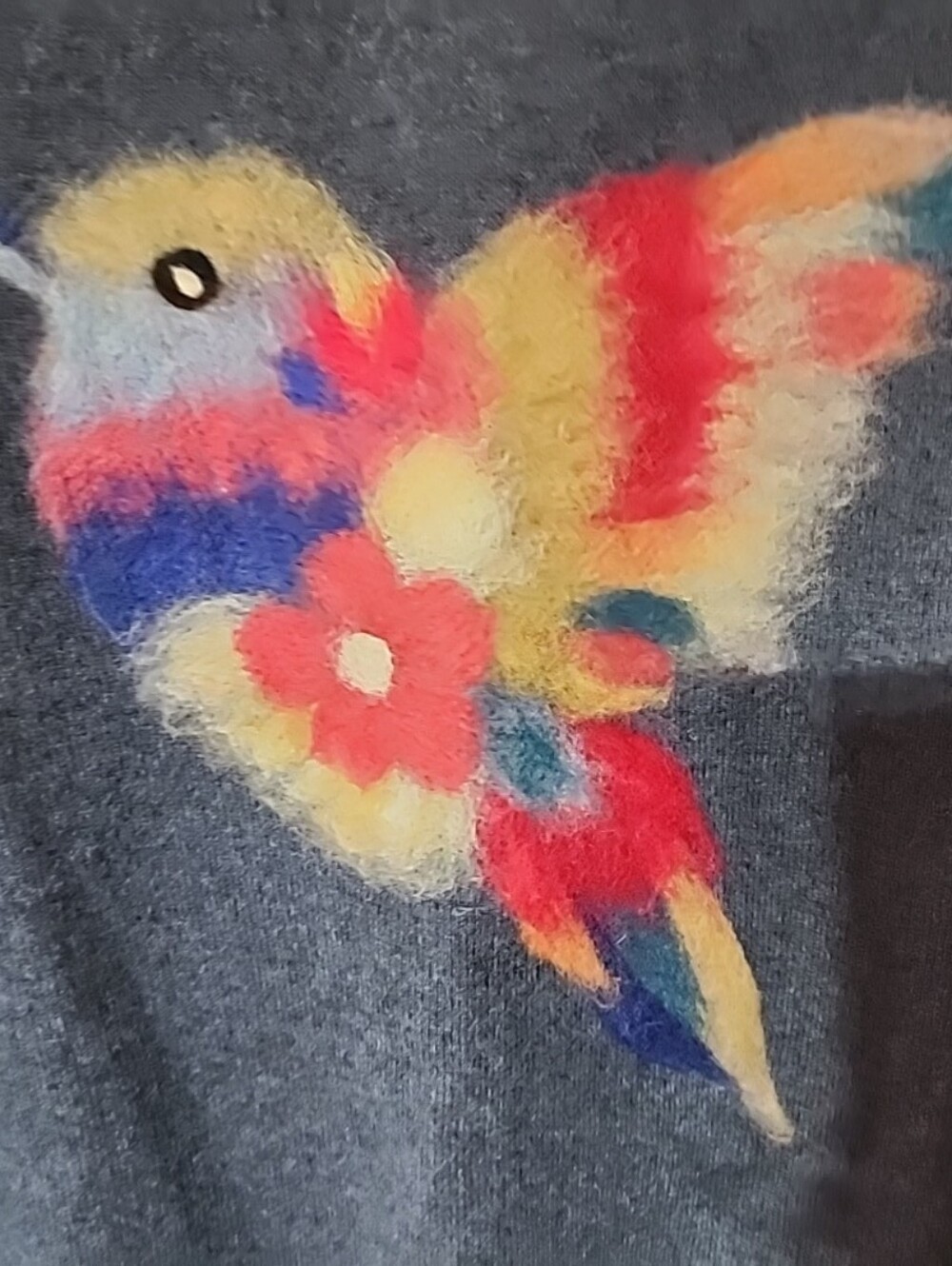 Saccharine New York 100% Cashmere Hummingbird Sweater Blue Floral Knit Small - Picture 8 of 8